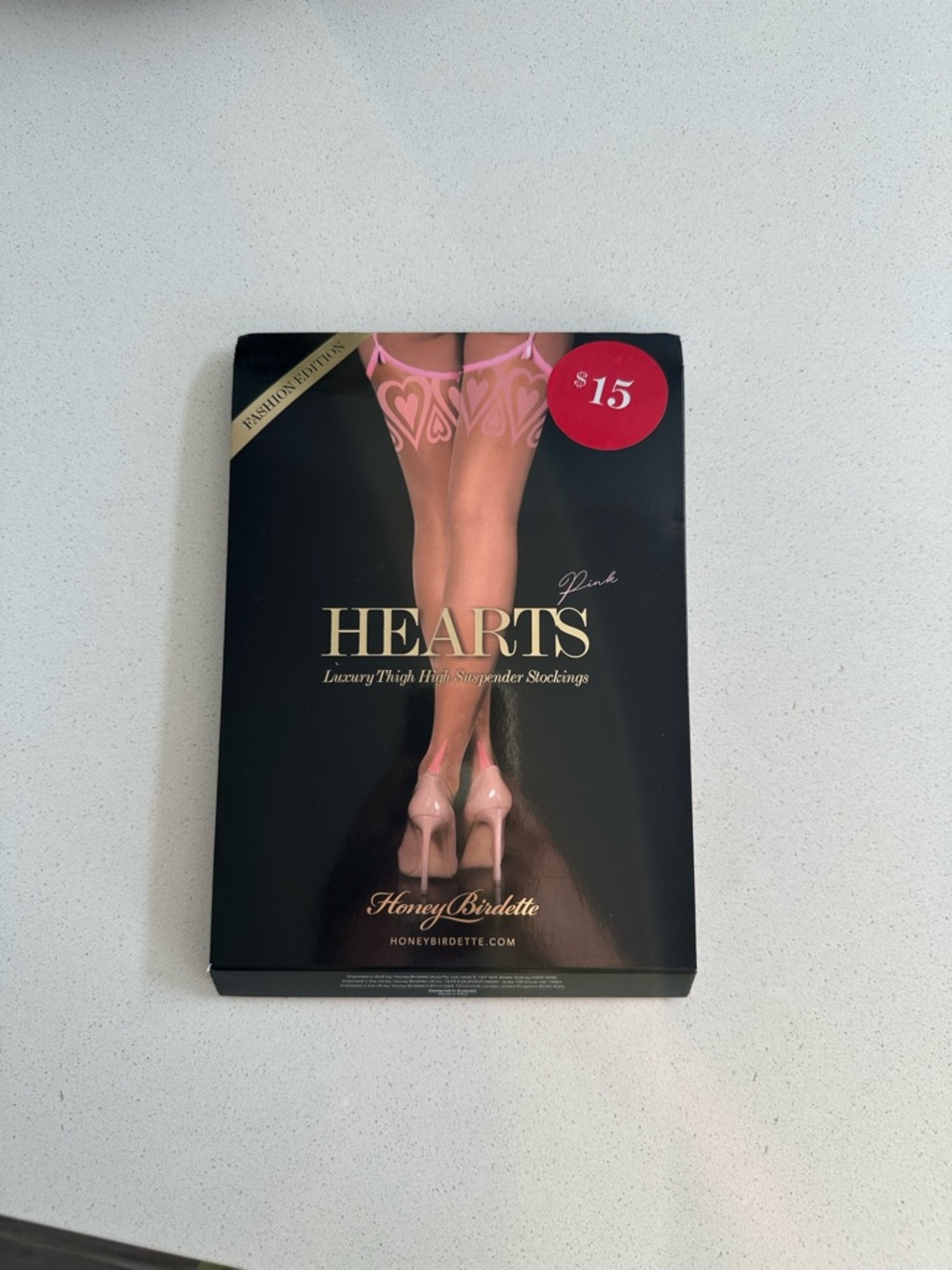 Honey Birdette Hearts Thigh High Suspender Stockings - Pink
